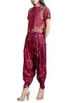 Buy_Sahil Kochhar_Wine Dupion Silk Mandarin Collar Embellished Dhoti Pant Set For Women_at_Aza_Fashions