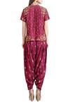 Shop_Sahil Kochhar_Wine Dupion Silk Mandarin Collar Embellished Dhoti Pant Set For Women_at_Aza_Fashions