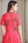 Shop_Sahil Kochhar_Pink Dupion Silk Embroidered Mukaish Work Jacket Lehenga Set  _at_Aza_Fashions