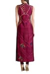 Shop_Sahil Kochhar_Wine Embroidered Kurta Set  _at_Aza_Fashions