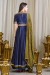 Shop_Sahil Kochhar_Blue Taby Silk Embellished Floral Jewel Neck Anarkali Set  _at_Aza_Fashions