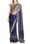 Buy_Sahil Kochhar_Blue Net Embellished Floral Boat Neck Saree With Blouse For Women_at_Aza_Fashions