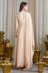 Shop_Sahil Kochhar_Beige Chanderi Embellished Floral Notched Anarkali Set  _at_Aza_Fashions