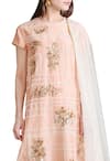 Sahil Kochhar_Peach Chanderi Embroidered Floral Scoop Neck Kurta Set For Women_Online_at_Aza_Fashions