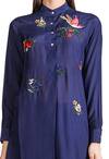 Buy_Sahil Kochhar_Blue Cotton Silk Embroidered Floral Band Collar Kurta For Women_Online_at_Aza_Fashions