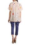 Shop_Sahil Kochhar_Beige Cotton Silk Applique Geometric Prints Band Collar Motif Tunic  _at_Aza_Fashions