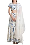 Buy_Sahil Kochhar_Off White Dupion Silk Printed Digital Jewel Neck Floral Lehenga Set For Women_at_Aza_Fashions