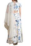 Shop_Sahil Kochhar_Off White Dupion Silk Printed Digital Jewel Neck Floral Lehenga Set For Women_at_Aza_Fashions