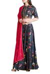 Buy_Sahil Kochhar_Black Cotton Silk Round Printed Lehenga Set For Women_at_Aza_Fashions