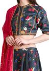 Buy_Sahil Kochhar_Black Cotton Silk Round Printed Lehenga Set For Women_Online_at_Aza_Fashions