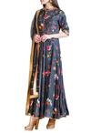 Buy_Sahil Kochhar_Blue Dupion Silk Embroidered Floral Round Neck Anarkali Set For Women_at_Aza_Fashions