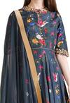 Sahil Kochhar_Blue Dupion Silk Embroidered Floral Round Neck Anarkali Set For Women_Online_at_Aza_Fashions