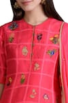Shop_Sahil Kochhar_Pink Bright Applique Detailed Kurta And Sharara Set For Women_at_Aza_Fashions