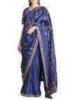 Buy_Sahil Kochhar_Blue Organza Embroidered Floral Scoop Neck Saree With Blouse For Women_at_Aza_Fashions