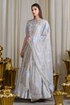 Sahil Kochhar_Grey Raw Silk Embroidered Thread Work Lehenga Set  _Online_at_Aza_Fashions