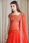 Sahil Kochhar_Orange Dupion Silk Embellished Floral Bridal Lehenga Set  _Online_at_Aza_Fashions