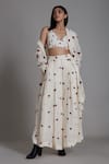 Shop MATI_1 Off White Pure Linen Thread V Neck Lehenga Set Online at Aza Fashions Shop_MATI_1_Off White Pure Linen Thread V Neck Lehenga Set _Online_at_Aza_Fashions