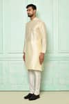 Arihant Rai Sinha_Gold Silk Floral Pattern Kurta Set_Online_at_Aza_Fashions