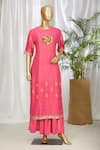 Sahil Kochhar_Pink Embroidered Kurta Palazzo Set For Women_Online_at_Aza_Fashions
