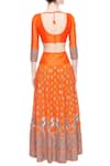 Shop_Surendri_Orange Embroidered Thread And Zari Work V Neck Lehenga Blouse Set _at_Aza_Fashions