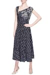 Buy_Surendri_Blue Indigo Dress With Foil Embroidery For Women_at_Aza_Fashions