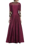 Shop_Manish Malhotra_Maroon Sequin Embroidered Anarkali Kurta Set._at_Aza_Fashions