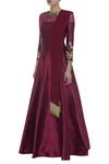 Manish Malhotra_Maroon Sequin Embroidered Anarkali Kurta Set._Online_at_Aza_Fashions