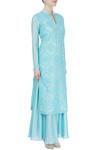 Aiman_Blue Embroidered Dori Work Band Collar Kurta And Palazzo Set _Online_at_Aza_Fashions