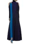 Shop_Manish Malhotra_Blue Draped Embroidered Kurta Set_at_Aza_Fashions