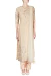 Anita Dongre_Beige Kurta With Silver And Gold Sequin Work_Online_at_Aza_Fashions