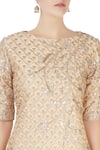 Buy_Anita Dongre_Beige Kurta With Silver And Gold Sequin Work_Online_at_Aza_Fashions