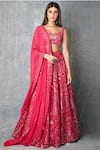 Buy_Tamanna Punjabi Kapoor_Pink Georgette Round Embroidered Bridal Lehenga Set  _at_Aza_Fashions