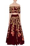 Neha Mehta Couture_Wine Velvet Embroidered Lehenga With Blouse For Women_Online_at_Aza_Fashions