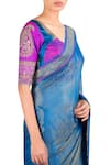 Latha Puttanna_Blue Banarasi Silk Embroidery Square Applique Work Saree With Blouse _Online_at_Aza_Fashions