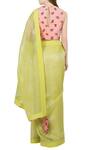 Shop_Nikasha_Green Round Saree With Printed Blouse _at_Aza_Fashions