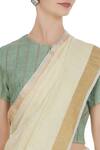 Buy_Anavila_Beige Vanilla Linen Hand Woven Zari Work Saree With Unstitched Blouse_Online_at_Aza_Fashions