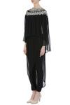 Buy_Preeti S Kapoor_Black Georgette Round Embroidered Top And Dhoti Pant Set_Online_at_Aza_Fashions