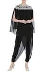 Buy_Preeti S Kapoor_Black Georgette Round Embroidered Top And Dhoti Pant Set_at_Aza_Fashions