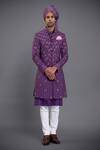 Buy_Raghavendra Rathore Jodhpur_Purple Achkan And Inner Kurta Silk & Jodhpuri Breeches Cotton & Pant Set _at_Aza_Fashions