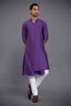 Raghavendra Rathore Jodhpur_Purple Achkan And Inner Kurta Silk & Jodhpuri Breeches Cotton & Pant Set _Online_at_Aza_Fashions