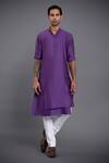Buy_Raghavendra Rathore Jodhpur_Purple Silk Layered Kurta_at_Aza_Fashions