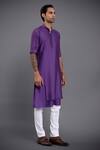 Raghavendra Rathore Jodhpur_Purple Silk Layered Kurta_Online_at_Aza_Fashions