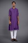 Shop_Raghavendra Rathore Jodhpur_Purple Silk Layered Kurta_Online_at_Aza_Fashions