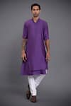 Buy_Raghavendra Rathore Jodhpur_Purple Silk Layered Kurta And Pant Set _at_Aza_Fashions