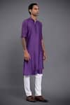 Shop_Raghavendra Rathore Jodhpur_Purple Silk Layered Kurta And Pant Set _at_Aza_Fashions