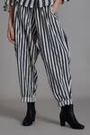 Shop_MATI_Off White 100% Cotton Hand Block Stripe Print Balloon Pants_Online_at_Aza_Fashions