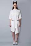 I am Trouble by KC_White Cotton Asymmetric Dress_Online_at_Aza_Fashions