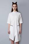 Buy_I am Trouble by KC_White Cotton Asymmetric Dress_at_Aza_Fashions