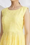 Shop_Samyukta Singhania_Yellow Viscose Georgette Chikankari Peplum Top Sharara Set _Online_at_Aza_Fashions