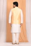 Shop_Aryavir Malhotra_Gold Dupion Silk Plain Bundi And Full Sleeve Kurta Set_at_Aza_Fashions
